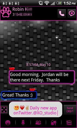 GO SMS PRO Pink Neon theme截图2