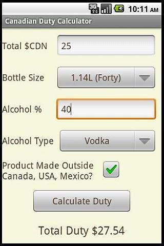 Canadian Duty Calculator截图6
