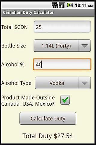 Canadian Duty Calculator截图11