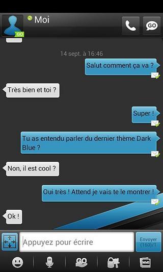 Dark Blue GO SMS Theme截图4