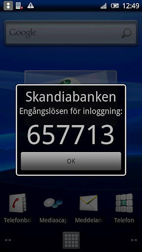 Skandiabanken SMS-popup截图2