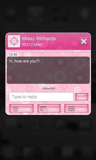 Pretty Pink Flower SMS Theme截图4