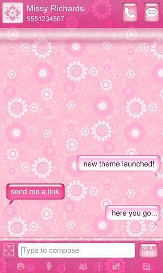 Pretty Pink Flower SMS Theme截图5