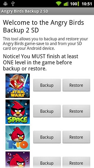 Angry Birds Backup 2 SD截图1