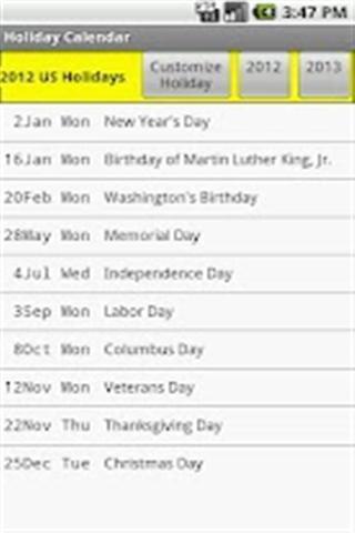 日历 US Holiday Calendar 2013截图3