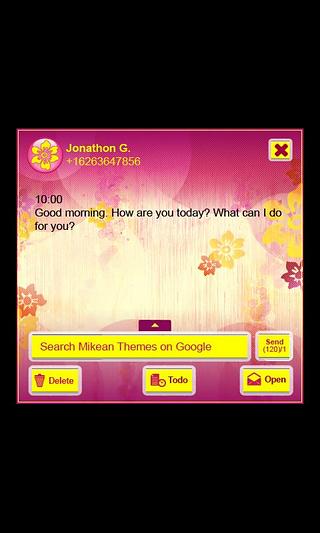 Pink Yellow Flower Theme GOSMS截图1