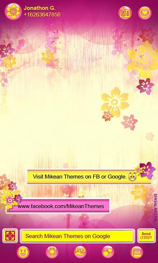 Pink Yellow Flower Theme GOSMS截图2