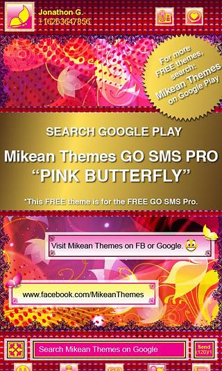 Pink Yellow Flower Theme GOSMS截图4