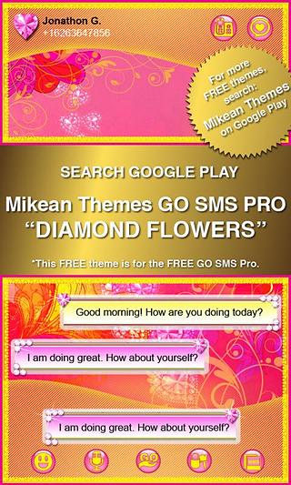 Pink Yellow Flower Theme GOSMS截图5