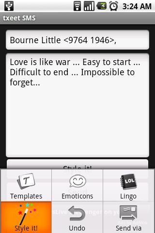 Txeet(SMSTemplates)短信模板V1.0.6(Android1.5+)截图1