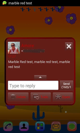 GO SMS Theme Marble RED截图5