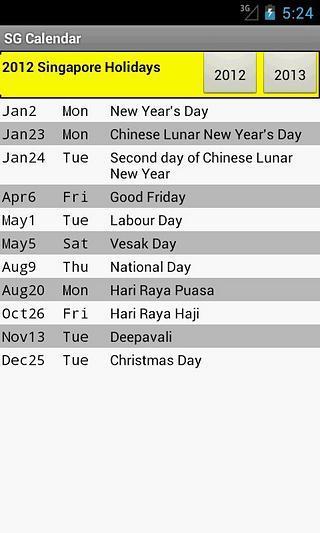 SG Calendar 2013 (Lite)截图3
