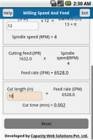 铣削速度饲料计算器截图2