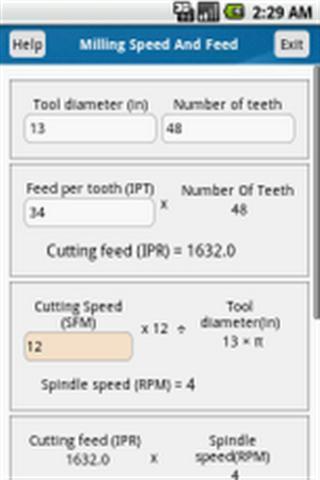 铣削速度饲料计算器截图3