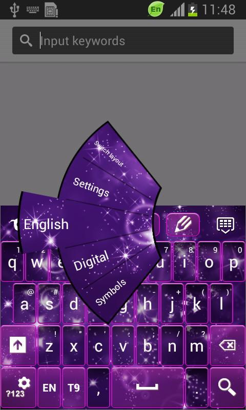 Violet Sparkly Galaxy Keyboard截图3