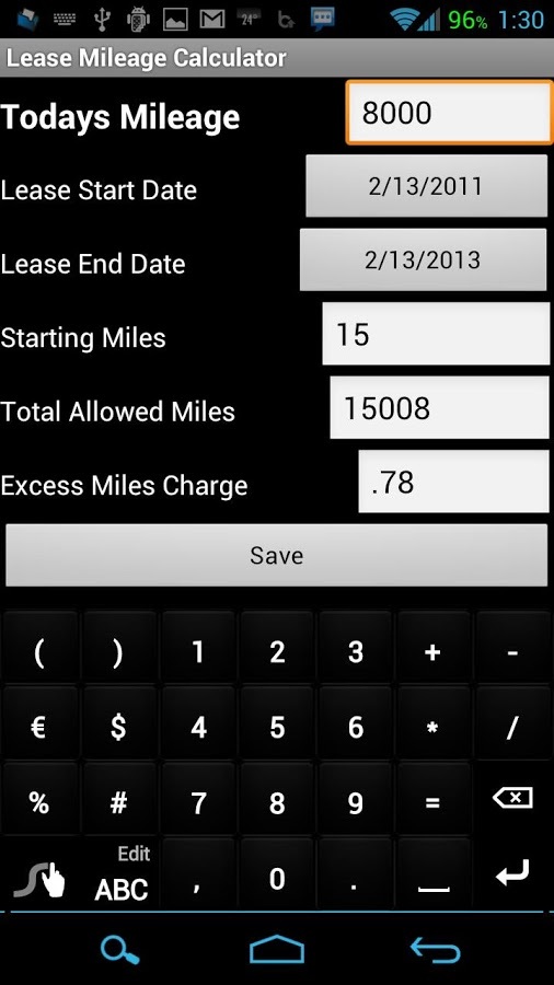 Lease Mileage Calculator截图2