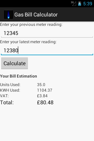 UK Gas Bill Calculator截图2