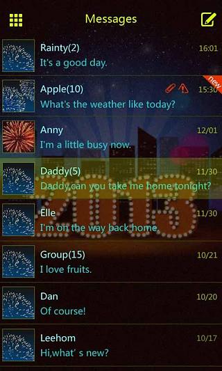 GO SMS Pro City night Theme截图6