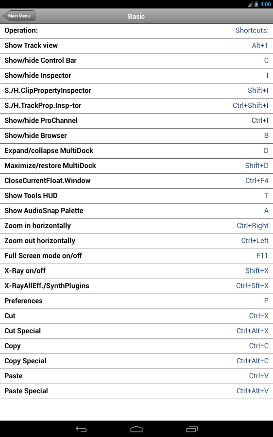 Shortcuts for Cakewalk Sonar截图4