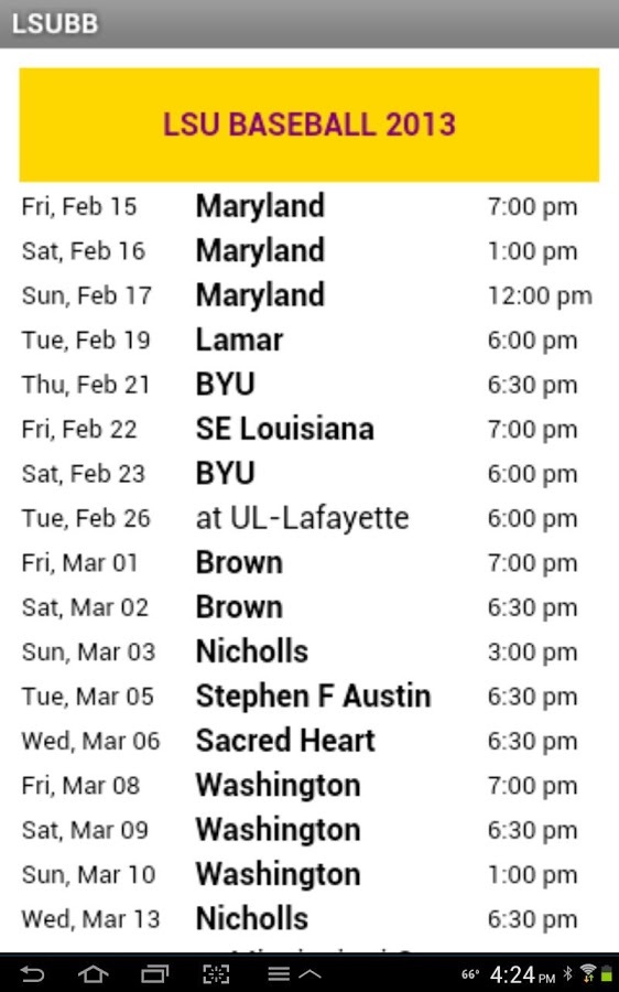 LSU Baseball Schedule截图2