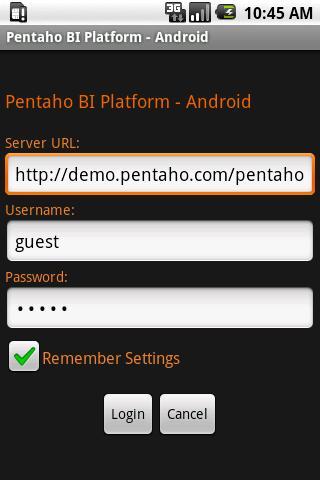 Pentaho的BI - Android的控制系统截图1
