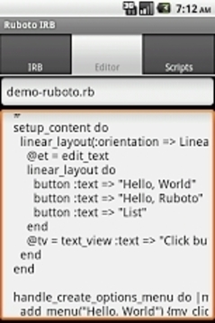 Ruboto IRB (Ruby on Android)截图