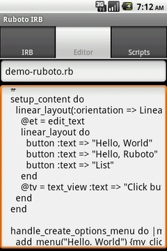 Ruboto IRB (Ruby on Android)截图