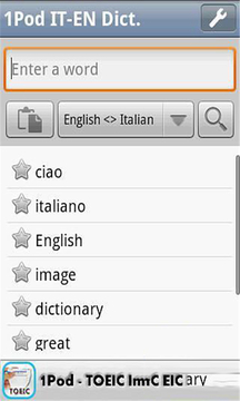 1Pod - 意大利语 - 英语字典。截图