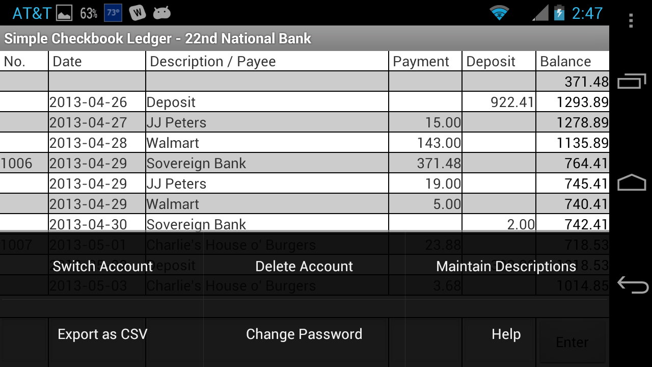 Simple Checkbook Ledger Free截图2