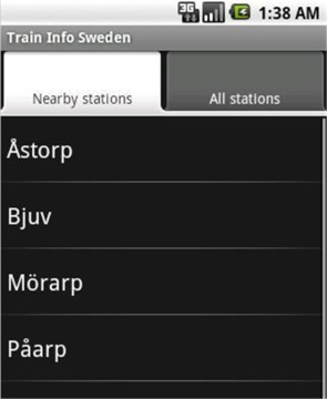 瑞典列车信息截图