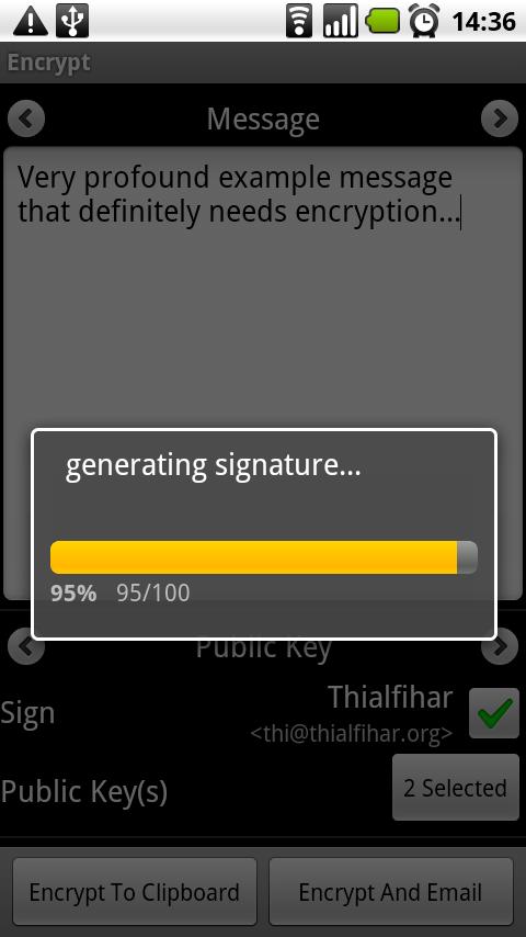 Encrypt message. Encrypted message Sample.