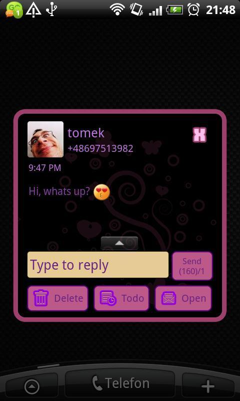 GO SMS Purple&Black Theme截图5