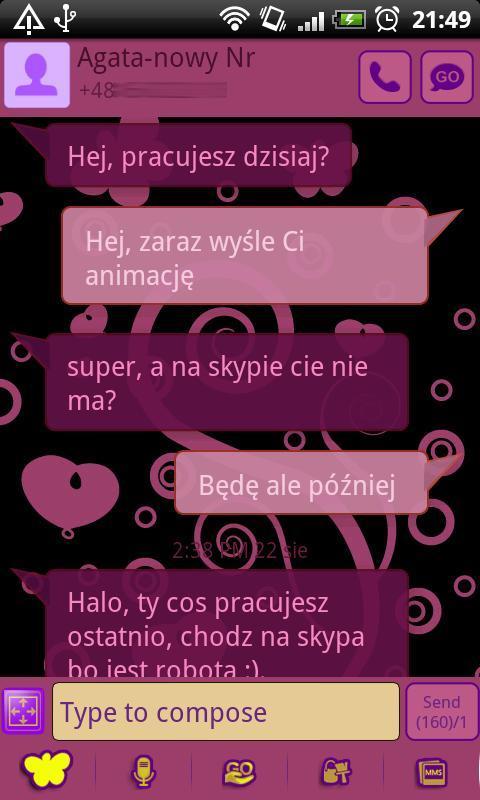 GO SMS Purple&Black Theme截图3