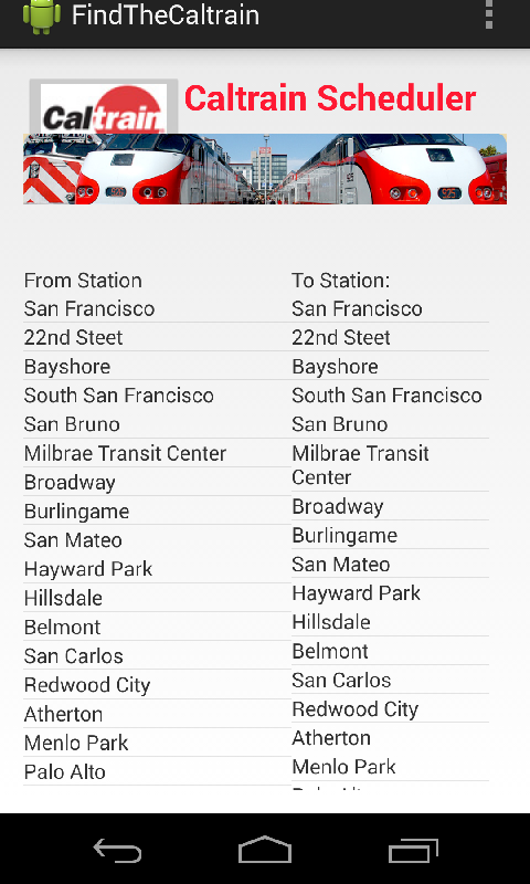 Caltrain on time 时刻表截图1