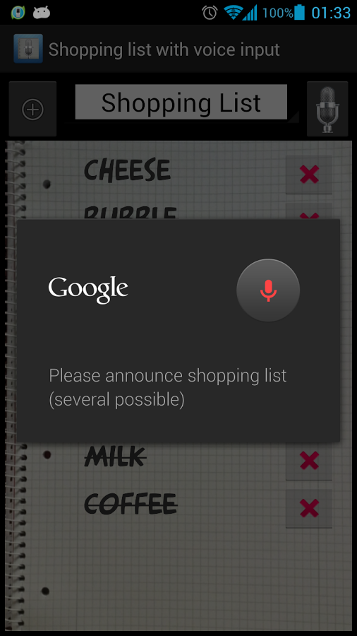 Shopping list voice input截图2