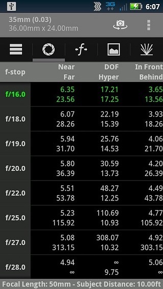 DOF Calculator截图2