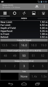 DOF Calculator截图
