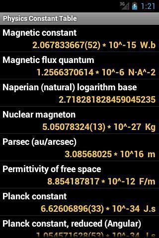 物理常数表 Physics Constant Table截图2