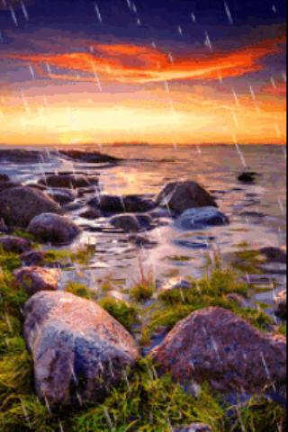 Rain In SunSet Sea Live Wallpa截图1