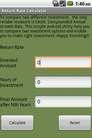 Return Rate (CAGR) Calculator截图1