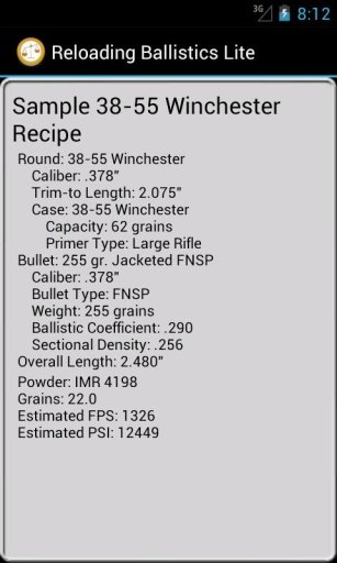 38-55 Winchester Ballistics截图1