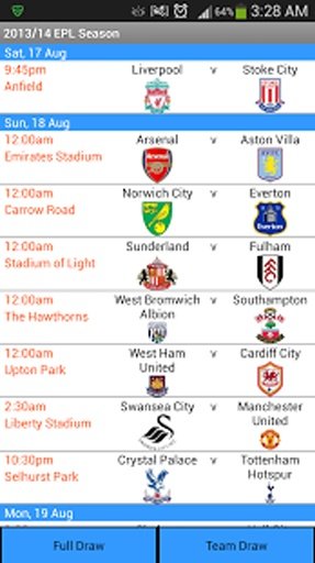 Premier League 2013 Fixtures截图8