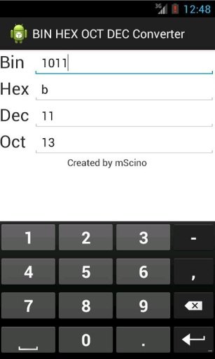 bin hex oct dec Converter截图1