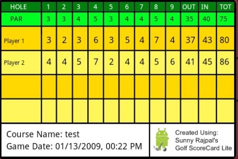 Golf ScoreCard Lite截图3