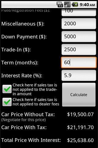 Car Payment Calculator截图1