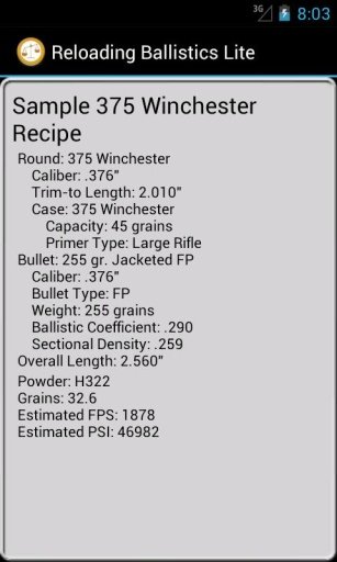 375 Winchester Ballistics Data截图3