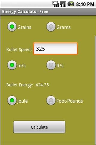 Bullet Energy Calculator Free截图1