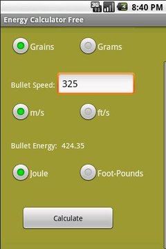 Bullet Energy Calculator Free截图