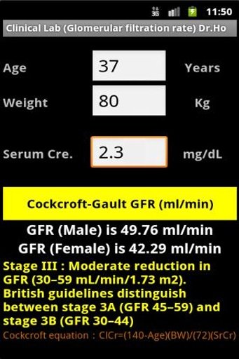 Clinical Lab ( Gault GFR )截图2