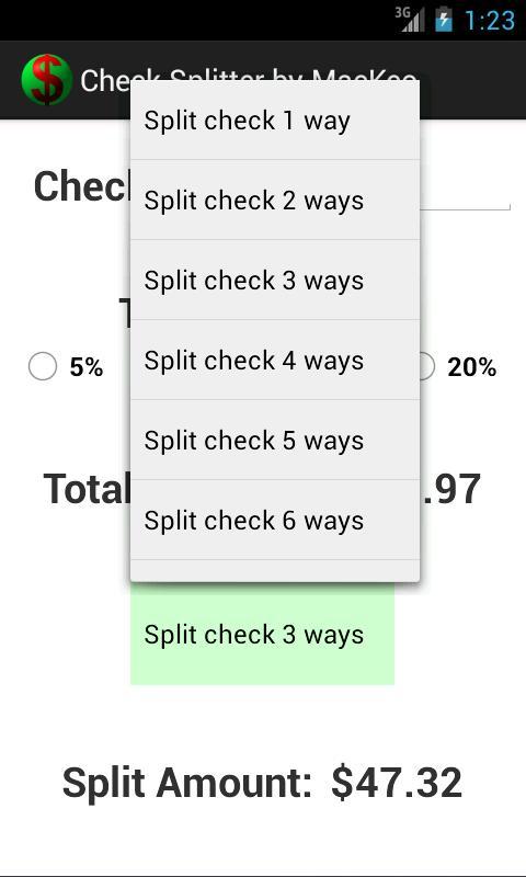 小费计算器 Check Splitter Free截图1